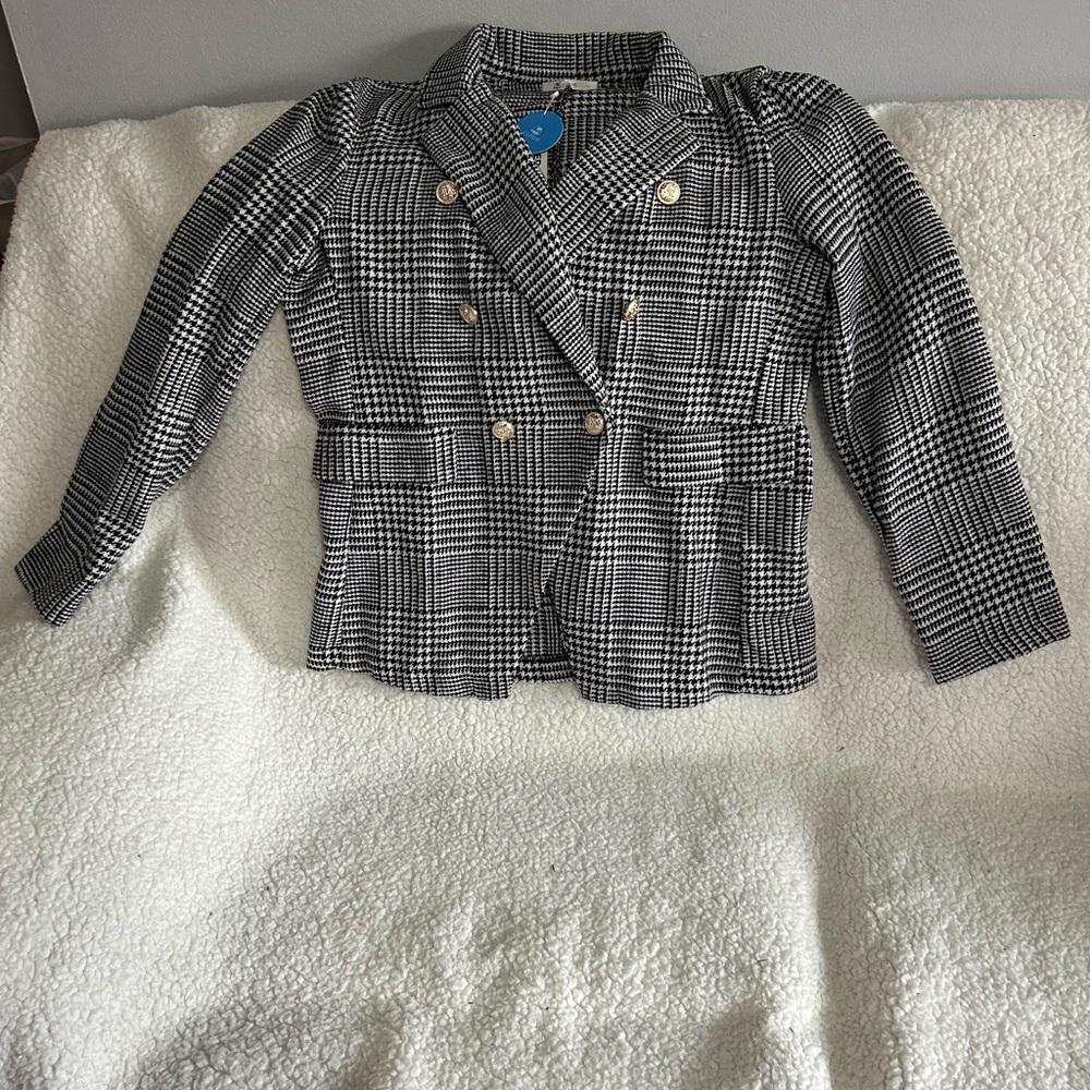 Women's Black and White Houndstooth Blazer